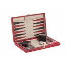 Backgammon 15" Red leatherette w/ Beige