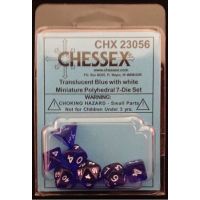 Chessex Poly Mini Translucent Blue/white