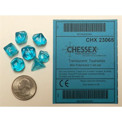 Chessex Poly Mini Translucent Teal/white