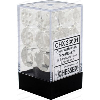 Chessex 12d6 Translucent Clear/white