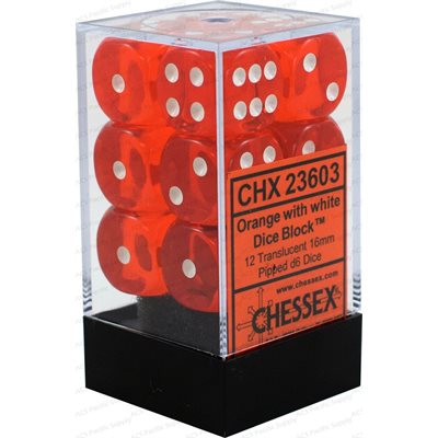 Chessex 12d6 Translucent Orange/white