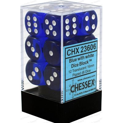 Chessex 12d6 Translucent Blue/white