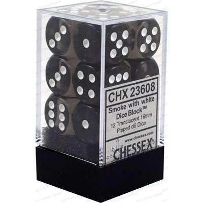 Chessex 12d6 Translucent Smoke/white