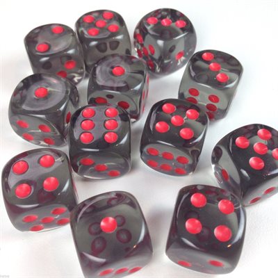 Chessex 12d6 Translucent Smoke/red