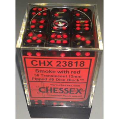 Chessex 36d6 Translucent Smoke/red