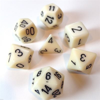 Chessex Poly Opaque Ivory/black