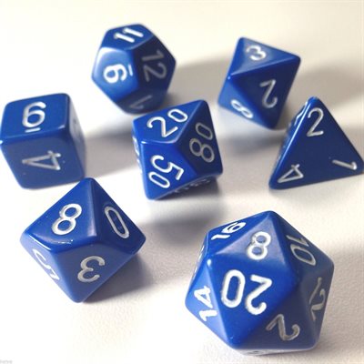 Chessex Poly Opaque Blue/white