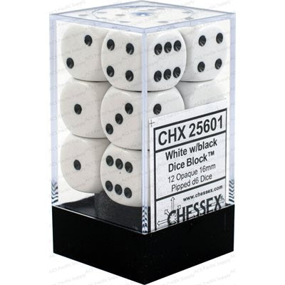 Chessex  12d6 Opaque White/black