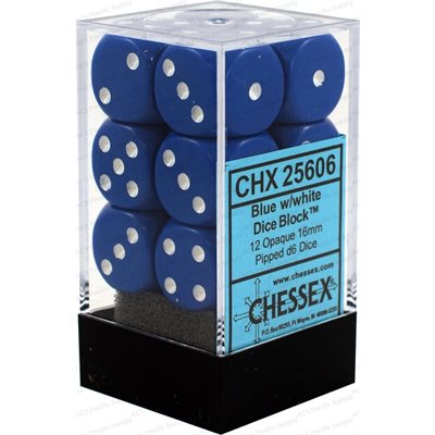 Chessex 12d6 Opaque Blue/white