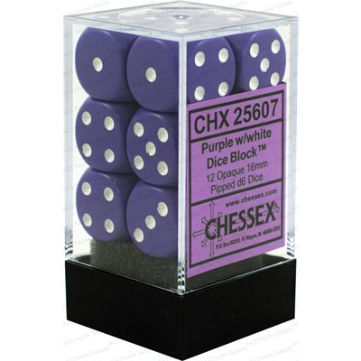 Chessex 12d6 Opaque Purple/white