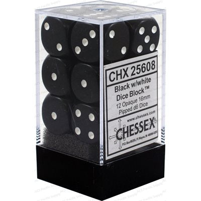 Chessex 12d6 Opaque Black/white