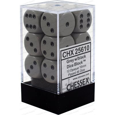 Chessex 12d6 Opaque Dark Grey/black