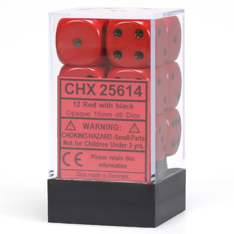 Chessex 12d6 Opaque Red/black