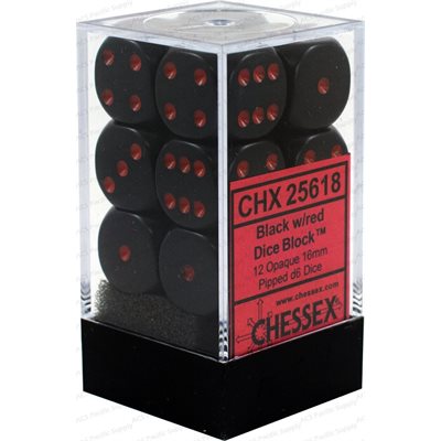 Chessex 12d6 Opaque Black/red