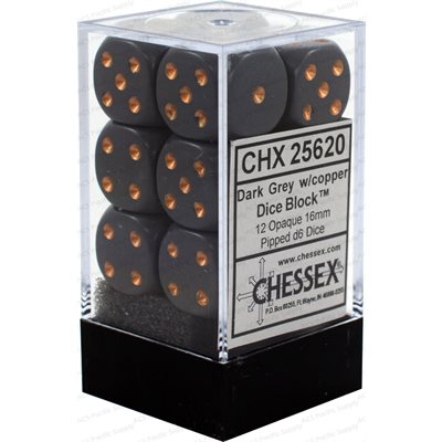 Chessex 12d6 Opaque Dark Grey/copper