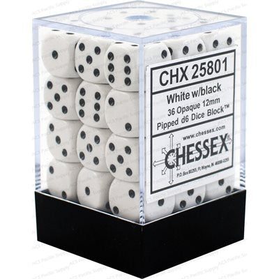 Chessex 36d6 Opaque White/black