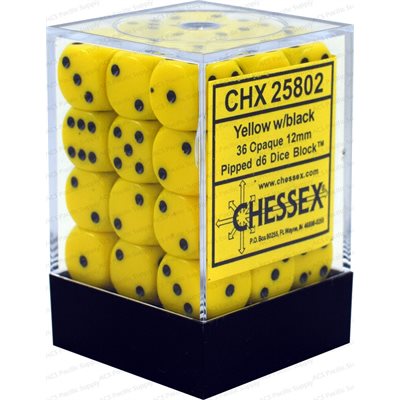 Chessex 36d6 Opaque Yellow/black