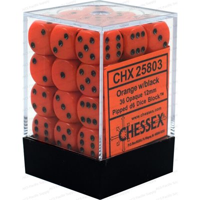 Chessex 36d6 Opaque Orange/black