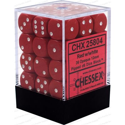 Chessex 36d6 Opaque Red/white