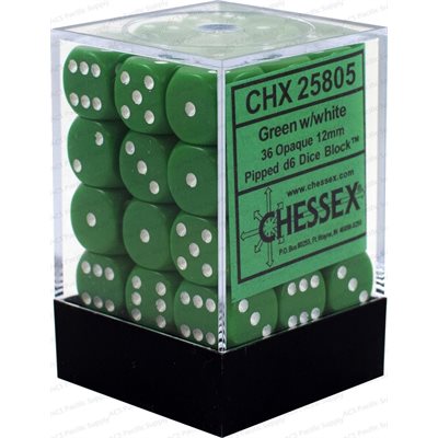 Chessex 36d6 Opaque Green/white