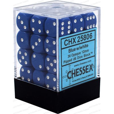 Chessex 36d6 Opaque Blue/white