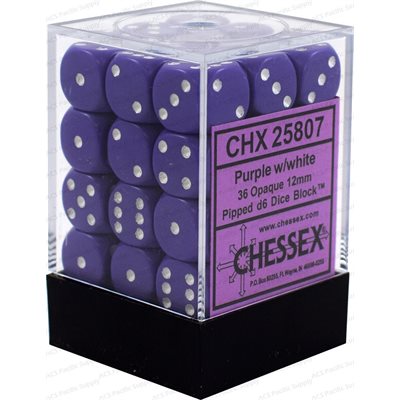 Chessex 36d6 Opaque Purple/white