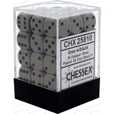 Chessex 36d6 Opaque Grey/black