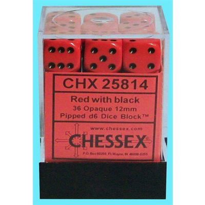 Chessex 36d6 Opaque Red/black