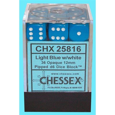 Chessex 36d6 Opaque Light Blue/white