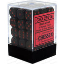Chessex 36d6 Opaque Black/red