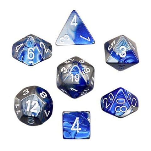 Chessex Poly Gemini Blue-steel/white