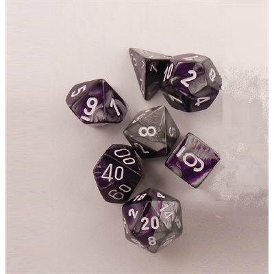 Chessex Poly Gemini Purple-steel/white