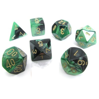 Chessex Poly Gemini Black-green/gold