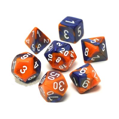 Chessex Poly Gemini Blue-orange/white