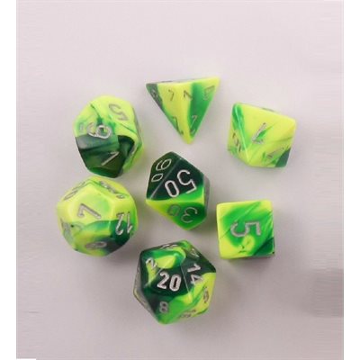 Chessex Poly Gemini Green-yellow/silver