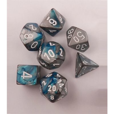 Chessex Poly Gemini Steel-teal/white