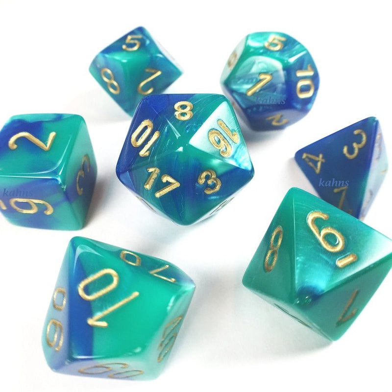 Chessex Poly Gemini Blue-teal/gold