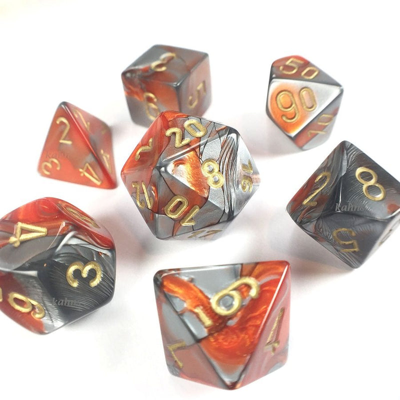 Chessex Poly Gemini Orange-steel/gold