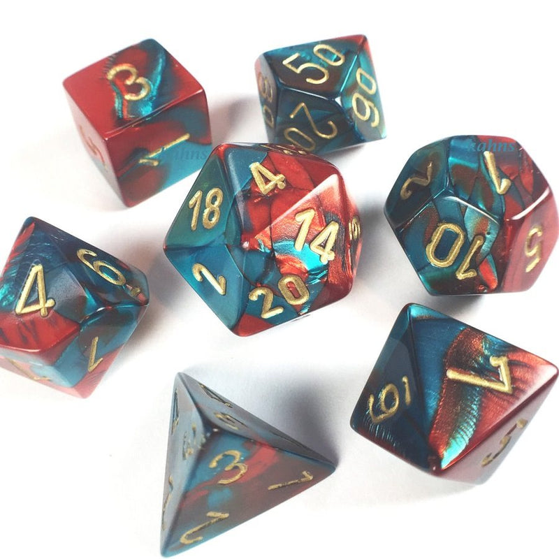 Chessex Poly Gemini Red-teal/gold