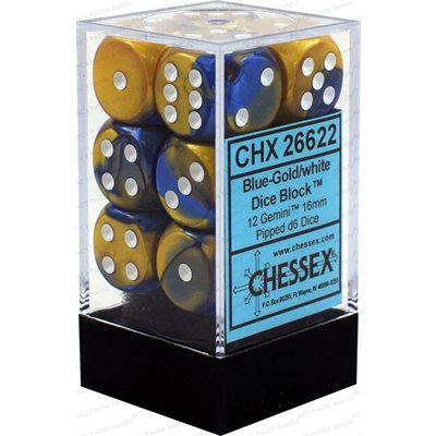 Chessex 12d6 Gemini Blue-gold/white