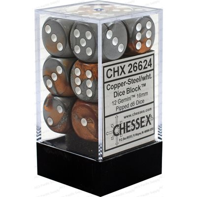 Chessex 12d6 Gemini Copper-steel/white