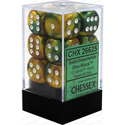 Chessex  12d6 Gemini Gold-green/white