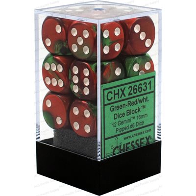 Chessex 12d6 Gemini Green-red/white