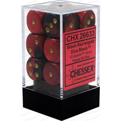 Chessex 12d6 Gemini Black-red/gold