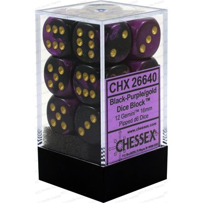 Chessex 12d6 Gemini Black-purple/gold
