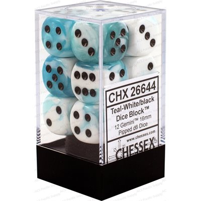 Chessex 12d6 Gemini Teal-white/black