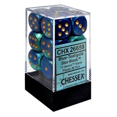 Chessex 12d6 Gemini Blue-teal/gold