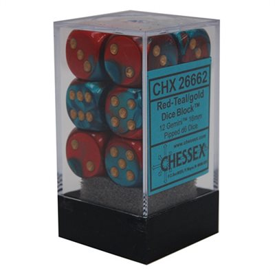 Chessex 12d6 Gemini Red-teal/gold