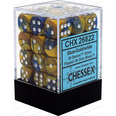 Chessex 36d6 Gemini Blue-gold/white