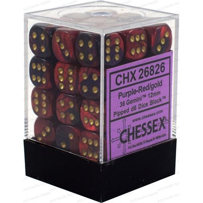 Chessex 36d6 Gemini Purple-red/gold